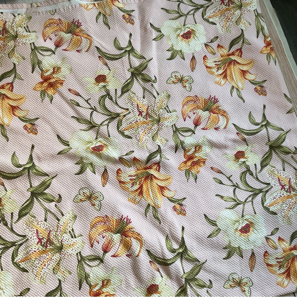 New Waverly home pink textured Lily floral shower curtain